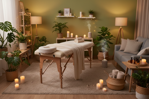 Living room massage setup